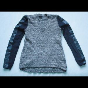 W118 by Walter Baker Faux Leather Sleeve Sweater